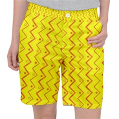 Yellow Background Abstract Pocket Shorts