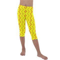 Yellow Background Abstract Kids  Lightweight Velour Capri Leggings 