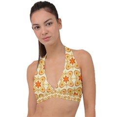 Background Floral Forms Flower Halter Plunge Bikini Top