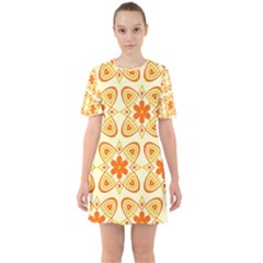 Background Floral Forms Flower Sixties Short Sleeve Mini Dress by Wegoenart