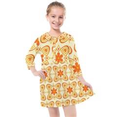 Background Floral Forms Flower Kids  Quarter Sleeve Shirt Dress by Wegoenart