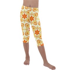 Background Floral Forms Flower Kids  Lightweight Velour Capri Leggings 