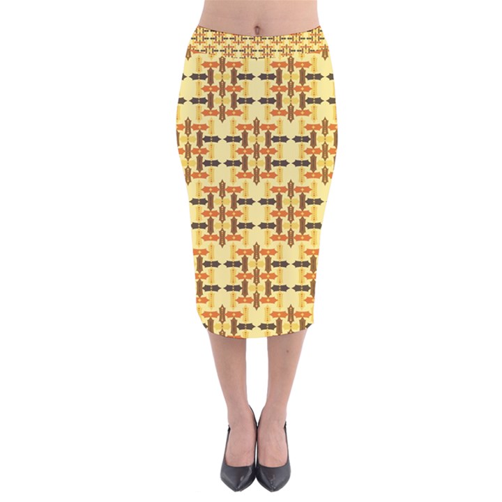 Abstract Background Vintage Velvet Midi Pencil Skirt