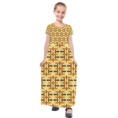 Abstract Background Vintage Kids  Short Sleeve Maxi Dress by Wegoenart