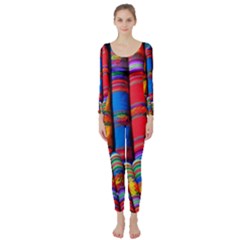 Substances Colorful Towels Scarf Long Sleeve Catsuit by Wegoenart