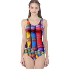 Substances Colorful Towels Scarf One Piece Swimsuit by Wegoenart