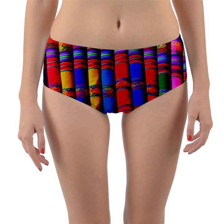 Substances Colorful Towels Scarf Reversible Mid-Waist Bikini Bottoms