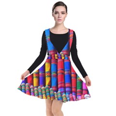 Substances Colorful Towels Scarf Plunge Pinafore Dress