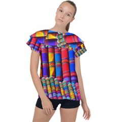 Substances Colorful Towels Scarf Ruffle Collar Chiffon Blouse