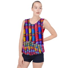 Substances Colorful Towels Scarf Bubble Hem Chiffon Tank Top