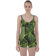 Green Leaf Giant Rhubarb Mammoth Sheet Tie Front Two Piece Tankini by Wegoenart