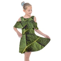 Green Leaf Giant Rhubarb Mammoth Sheet Kids  Shoulder Cutout Chiffon Dress by Wegoenart