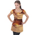 Desert Sun Landscape Sunset Dune Puff Sleeve Tunic Top View1