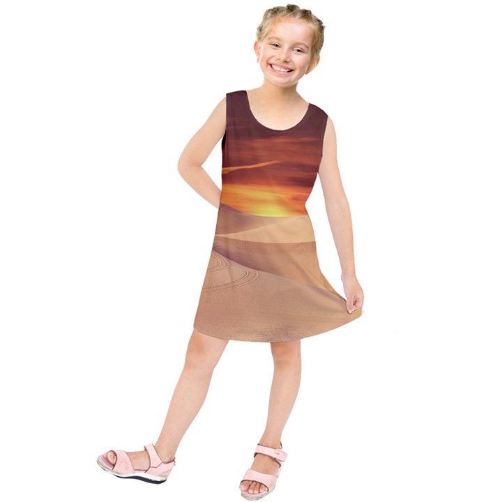 Desert Sun Landscape Sunset Dune Kids  Tunic Dress