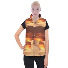 Desert Sun Landscape Sunset Dune Women s Button Up Vest