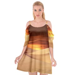 Desert Sun Landscape Sunset Dune Cutout Spaghetti Strap Chiffon Dress by Wegoenart