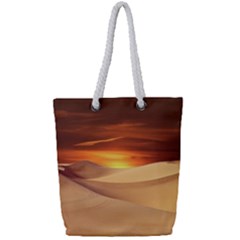 Desert Sun Landscape Sunset Dune Full Print Rope Handle Tote (small) by Wegoenart