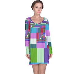 Fractal Gradient Colorful Infinity Art Long Sleeve Nightdress by Wegoenart