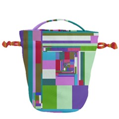 Fractal Gradient Colorful Infinity Art Drawstring Bucket Bag by Wegoenart