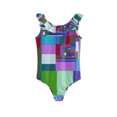 Fractal Gradient Colorful Infinity Art Kids  Frill Swimsuit