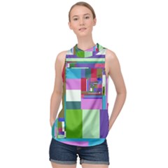 Fractal Gradient Colorful Infinity Art High Neck Satin Top