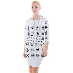 Icons Set Symbols Collection Quarter Sleeve Hood Bodycon Dress