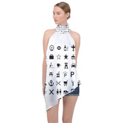 Icons Set Symbols Collection Halter Asymmetric Satin Top