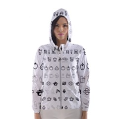 Vegan Vegetarian Icons Food Eat Hooded Windbreaker (women) by Wegoenart