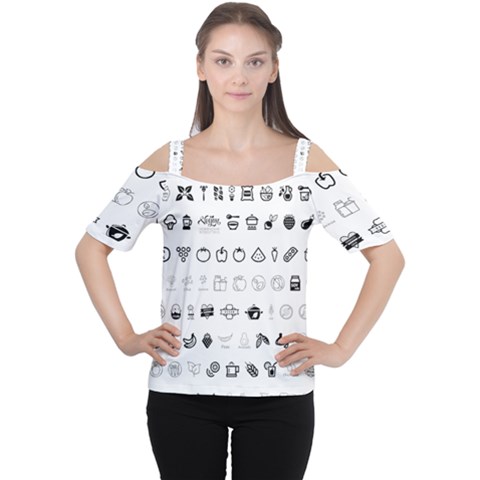 Vegan Vegetarian Icons Food Eat Cutout Shoulder Tee by Wegoenart