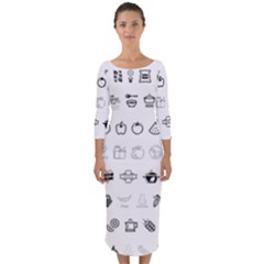 Vegan Vegetarian Icons Food Eat Quarter Sleeve Midi Bodycon Dress