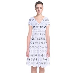 Vegan Vegetarian Icons Food Eat Short Sleeve Front Wrap Dress by Wegoenart