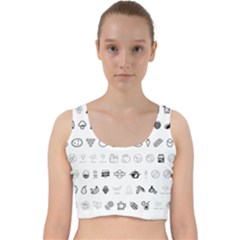 Vegan Vegetarian Icons Food Eat Velvet Racer Back Crop Top by Wegoenart