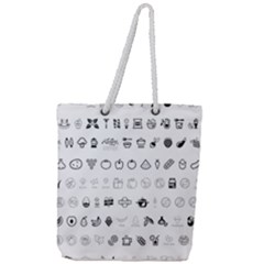 Vegan Vegetarian Icons Food Eat Full Print Rope Handle Tote (large) by Wegoenart