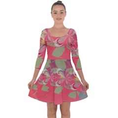 Fractal Gradient Colorful Infinity Quarter Sleeve Skater Dress