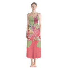 Fractal Gradient Colorful Infinity Button Up Chiffon Maxi Dress