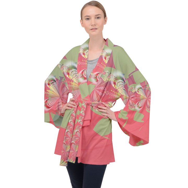 Fractal Gradient Colorful Infinity Velvet Kimono Robe