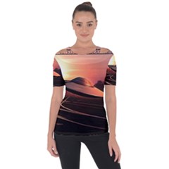 Fractal Mandelbulb 3d Ufo Invasion Shoulder Cut Out Short Sleeve Top by Wegoenart