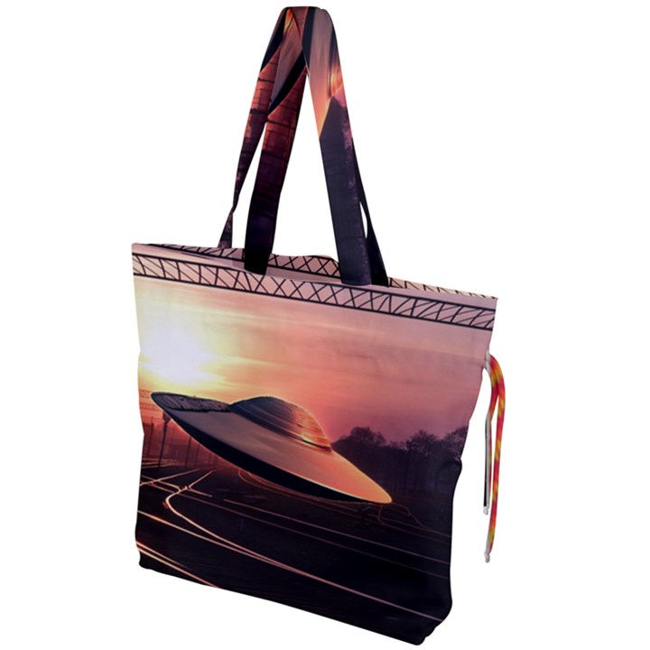 Fractal Mandelbulb 3d Ufo Invasion Drawstring Tote Bag