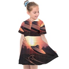 Fractal Mandelbulb 3d Ufo Invasion Kids  Sailor Dress by Wegoenart