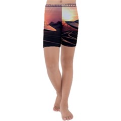 Fractal Mandelbulb 3d Ufo Invasion Kids  Lightweight Velour Capri Yoga Leggings by Wegoenart