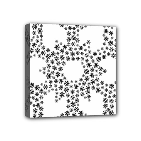 Snowflake Silhouette Fractal Mini Canvas 4  X 4  (stretched) by Wegoenart