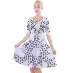 Snowflake Silhouette Fractal Quarter Sleeve A-line Dress by Wegoenart