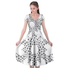 Snowflake Silhouette Fractal Cap Sleeve Wrap Front Dress