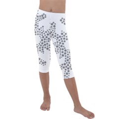 Snowflake Silhouette Fractal Kids  Lightweight Velour Capri Leggings 