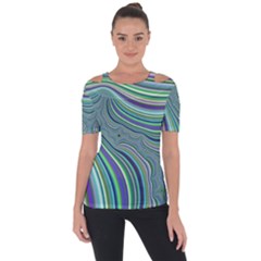 Art Fractal Gradient Colorful Infinity Pattern Shoulder Cut Out Short Sleeve Top by Wegoenart