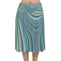 Art Fractal Gradient Colorful Infinity Pattern Velvet Flared Midi Skirt by Wegoenart