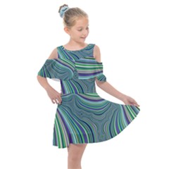 Art Fractal Gradient Colorful Infinity Pattern Kids  Shoulder Cutout Chiffon Dress by Wegoenart