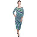 Art Fractal Gradient Colorful Infinity Pattern Quarter Sleeve Midi Velour Bodycon Dress View1