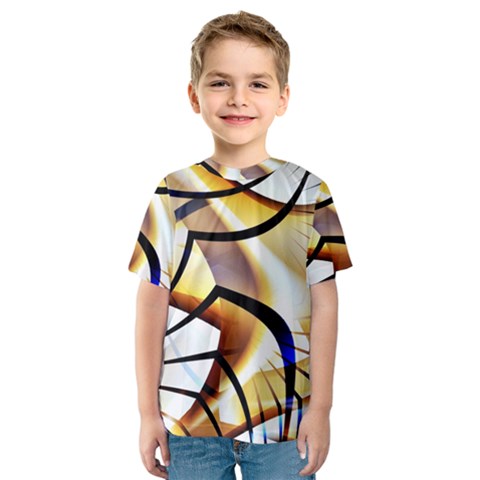 Pattern Fractal Gold Pointed Kids  Sport Mesh Tee by Wegoenart