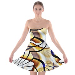 Pattern Fractal Gold Pointed Strapless Bra Top Dress by Wegoenart